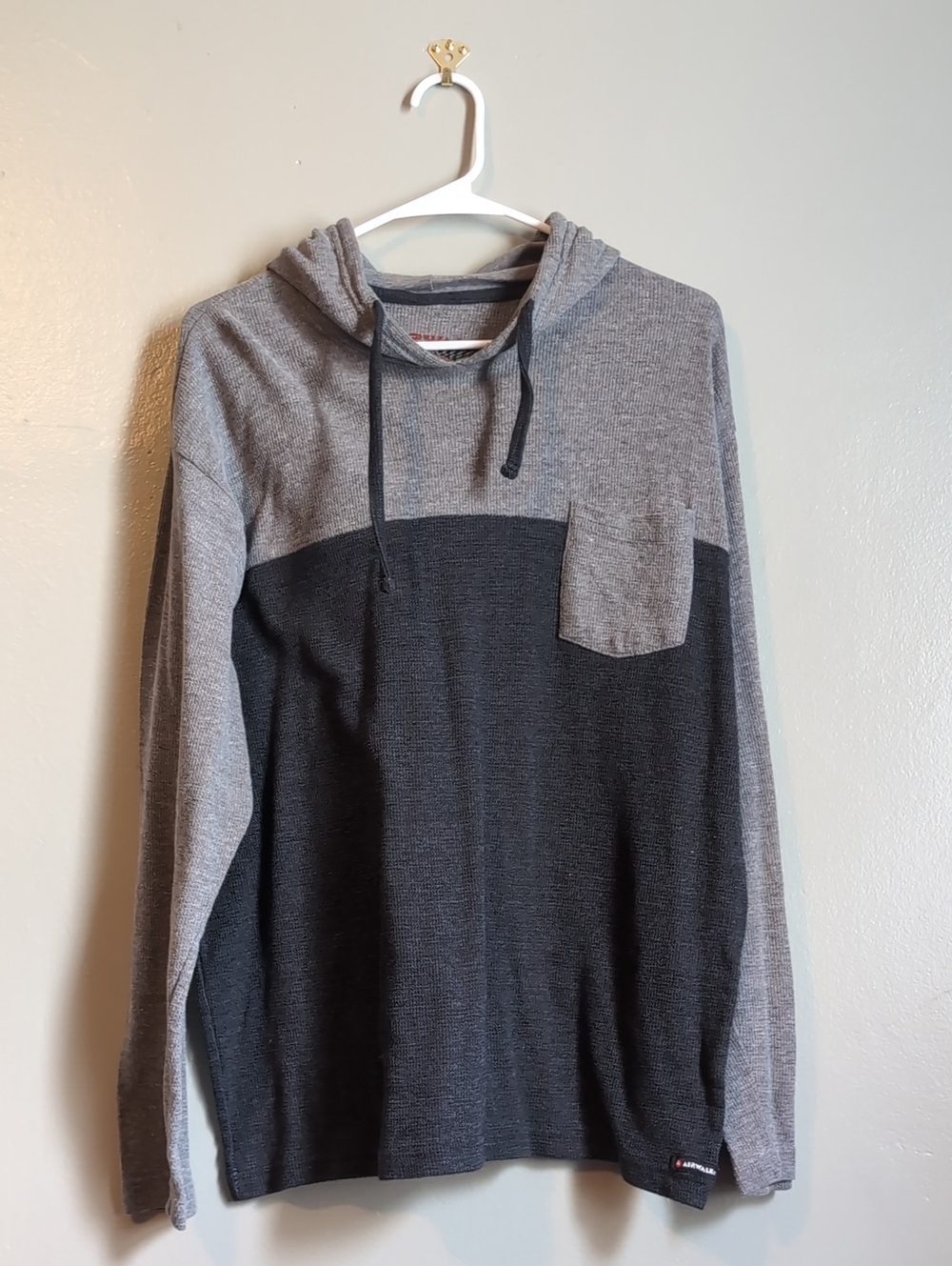 Airwalk Two-Tone Gray & Charcoal Hooded Long Sleeve Shirt